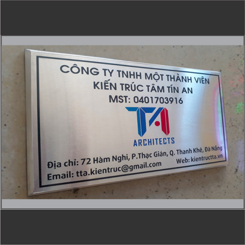Bảng tên công ty inox xước - m22 (20x30cm)