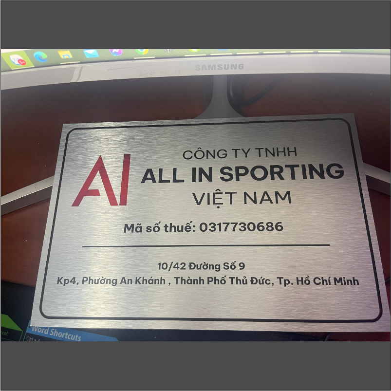 Bảng công ty alu bạc xước - m19 (20x30cm) in UV